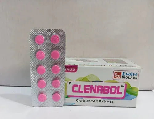 复合维生素Clen减肥药粉色药片和包装盒展示