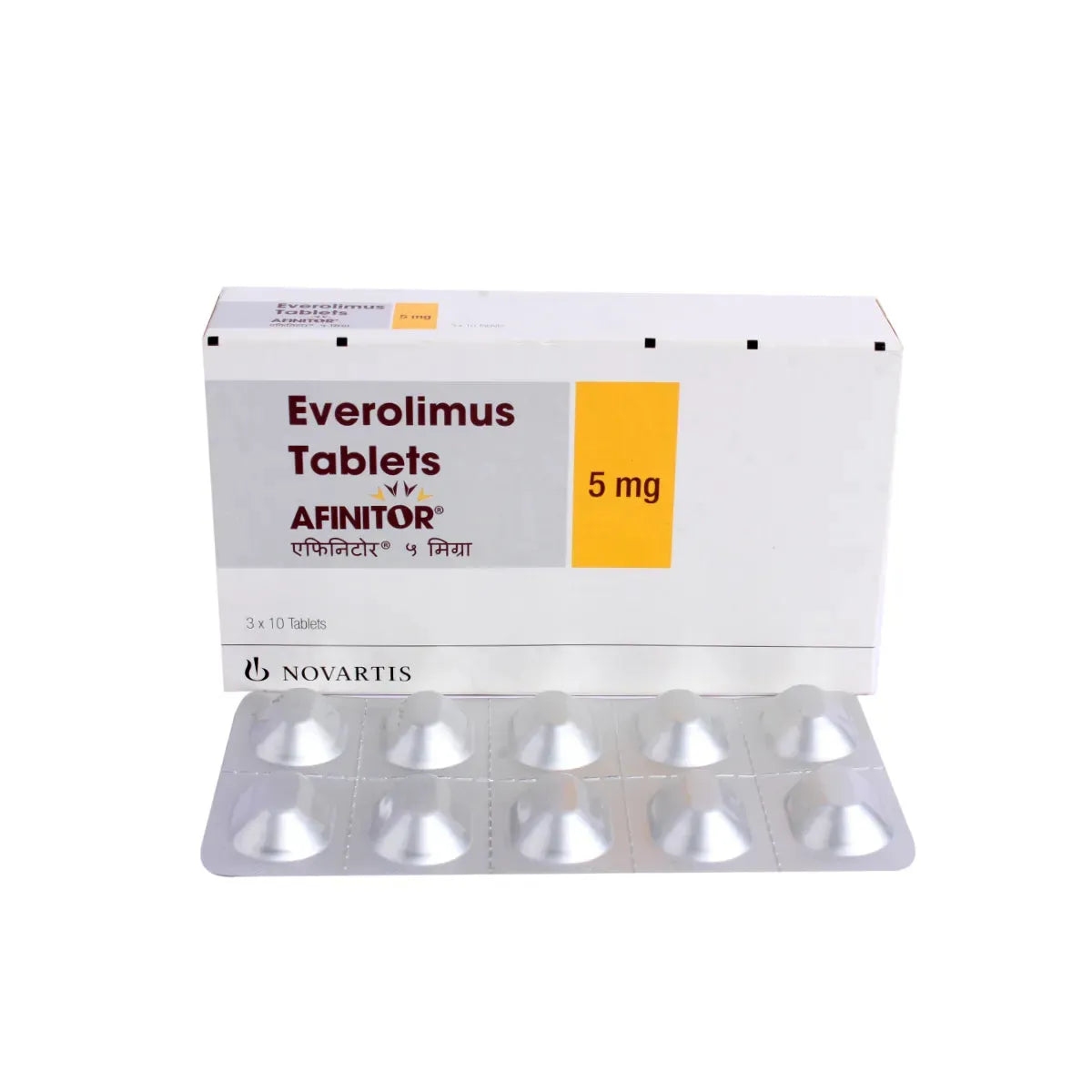 Afinitor 飞尼妥（依维莫司 Everolimus）5mg包装，抗癌药，用于乳腺癌靶向治疗，10片装，诺华制药。