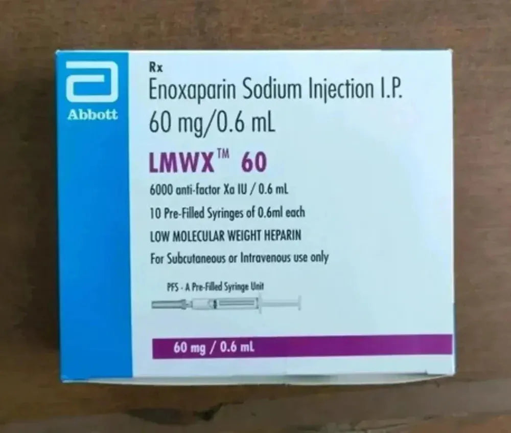 Abbott Enoxaparin Sodium Injection 60mg/0.6ml box with pre-filled syringes, for subcutaneous or intravenous use, low molec...